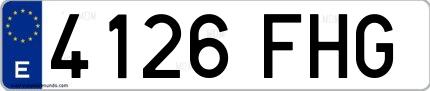 Ejemplo de matrícula española 4126 FHG