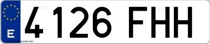 Ejemplo de matrícula española 4126 FHH