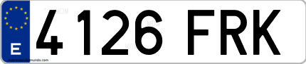 Ejemplo de matrícula de coche ordinaria 4126 FRK