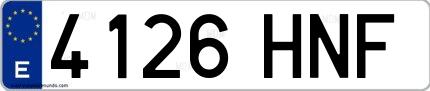 Ejemplo de matrícula española 4126 HNF