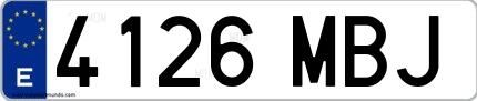 Ejemplo de matrícula española 4126 MBJ