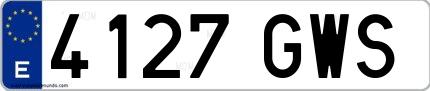 Ejemplo de matrícula española 4127 GWS
