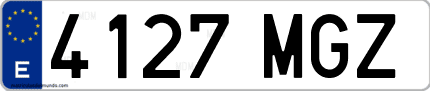 Ejemplo de matrícula de coche ordinaria 4127 MGZ