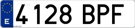 Ejemplo de matrícula española 4128 BPF