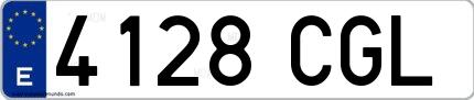 Ejemplo de matrícula española 4128 CGL