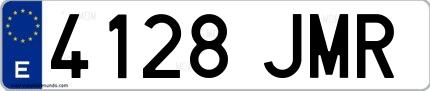 Ejemplo de matrícula española 4128 JMR