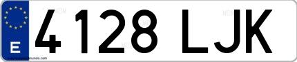 Ejemplo de matrícula española 4128 LJK