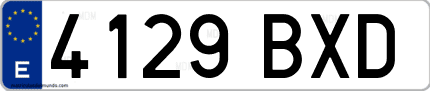 Ejemplo de matrícula de coche ordinaria 4129 BXD