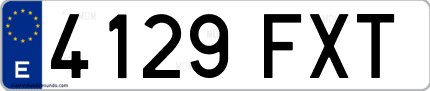 Ejemplo de matrícula de coche ordinaria 4129 FXT