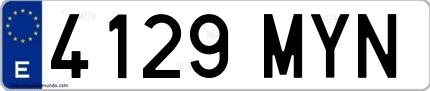 Ejemplo de matrícula española 4129 MYN