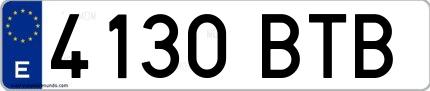 Ejemplo de matrícula española 4130 BTB
