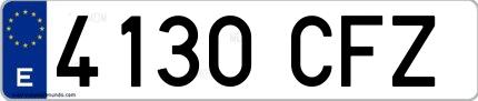 Ejemplo de matrícula española 4130 CFZ