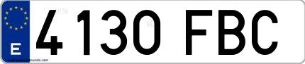 Ejemplo de matrícula española 4130 FBC