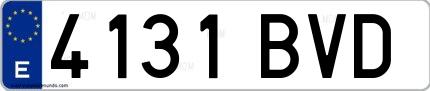 Ejemplo de matrícula española 4131 BVD