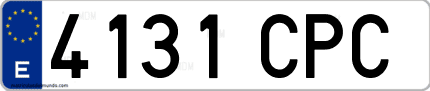 Ejemplo de matrícula de coche ordinaria 4131 CPC