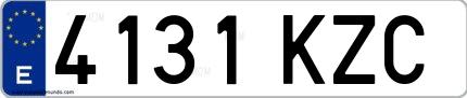 Ejemplo de matrícula española 4131 KZC