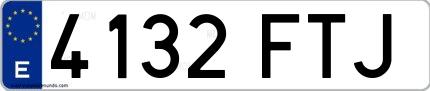 Ejemplo de matrícula española 4132 FTJ
