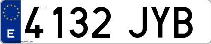 Ejemplo de matrícula española 4132 JYB