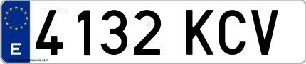 Ejemplo de matrícula española 4132 KCV