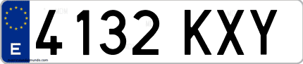 Ejemplo de matrícula de coche ordinaria 4132 KXY