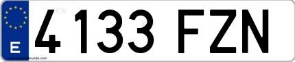 Ejemplo de matrícula española 4133 FZN