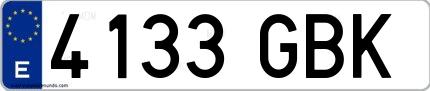 Ejemplo de matrícula española 4133 GBK