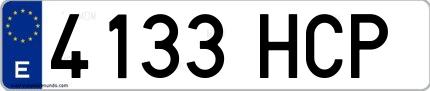 Ejemplo de matrícula española 4133 HCP
