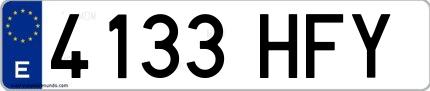 Ejemplo de matrícula española 4133 HFY