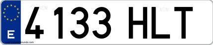Ejemplo de matrícula española 4133 HLT