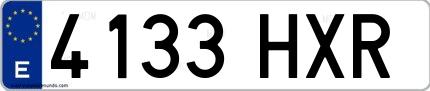Ejemplo de matrícula española 4133 HXR