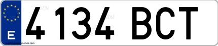 Ejemplo de matrícula española 4134 BCT