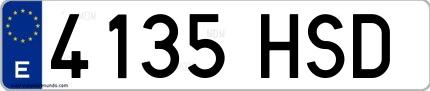 Ejemplo de matrícula española 4135 HSD