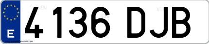Ejemplo de matrícula española 4136 DJB