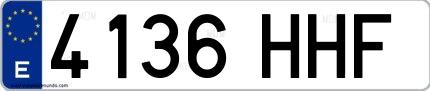 Ejemplo de matrícula española 4136 HHF