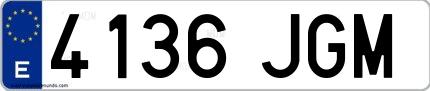 Ejemplo de matrícula española 4136 JGM