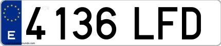 Ejemplo de matrícula española 4136 LFD
