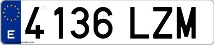 Ejemplo de matrícula española 4136 LZM