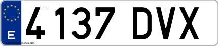 Ejemplo de matrícula española 4137 DVX