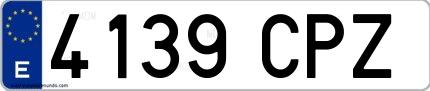 Ejemplo de matrícula española 4139 CPZ