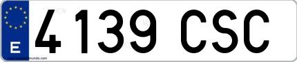 Ejemplo de matrícula española 4139 CSC