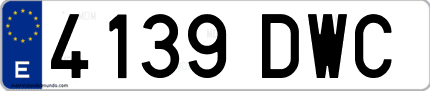 Ejemplo de matrícula de coche ordinaria 4139 DWC
