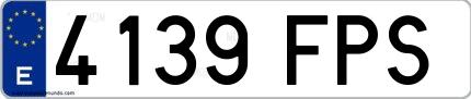 Ejemplo de matrícula española 4139 FPS