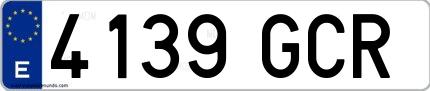 Ejemplo de matrícula española 4139 GCR
