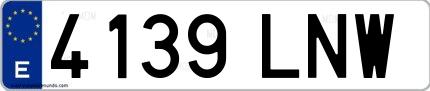 Ejemplo de matrícula española 4139 LNW