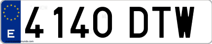 Ejemplo de matrícula de coche ordinaria 4140 DTW