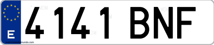 Ejemplo de matrícula de coche ordinaria 4141 BNF