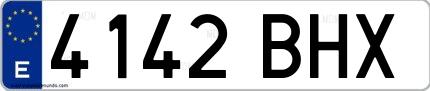 Ejemplo de matrícula española 4142 BHX