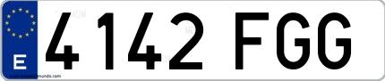 Ejemplo de matrícula española 4142 FGG