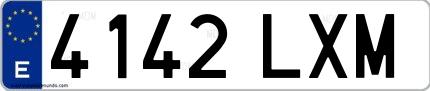 Ejemplo de matrícula española 4142 LXM