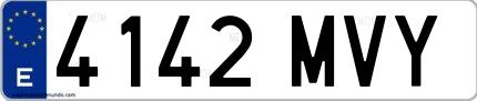 Ejemplo de matrícula española 4142 MVY